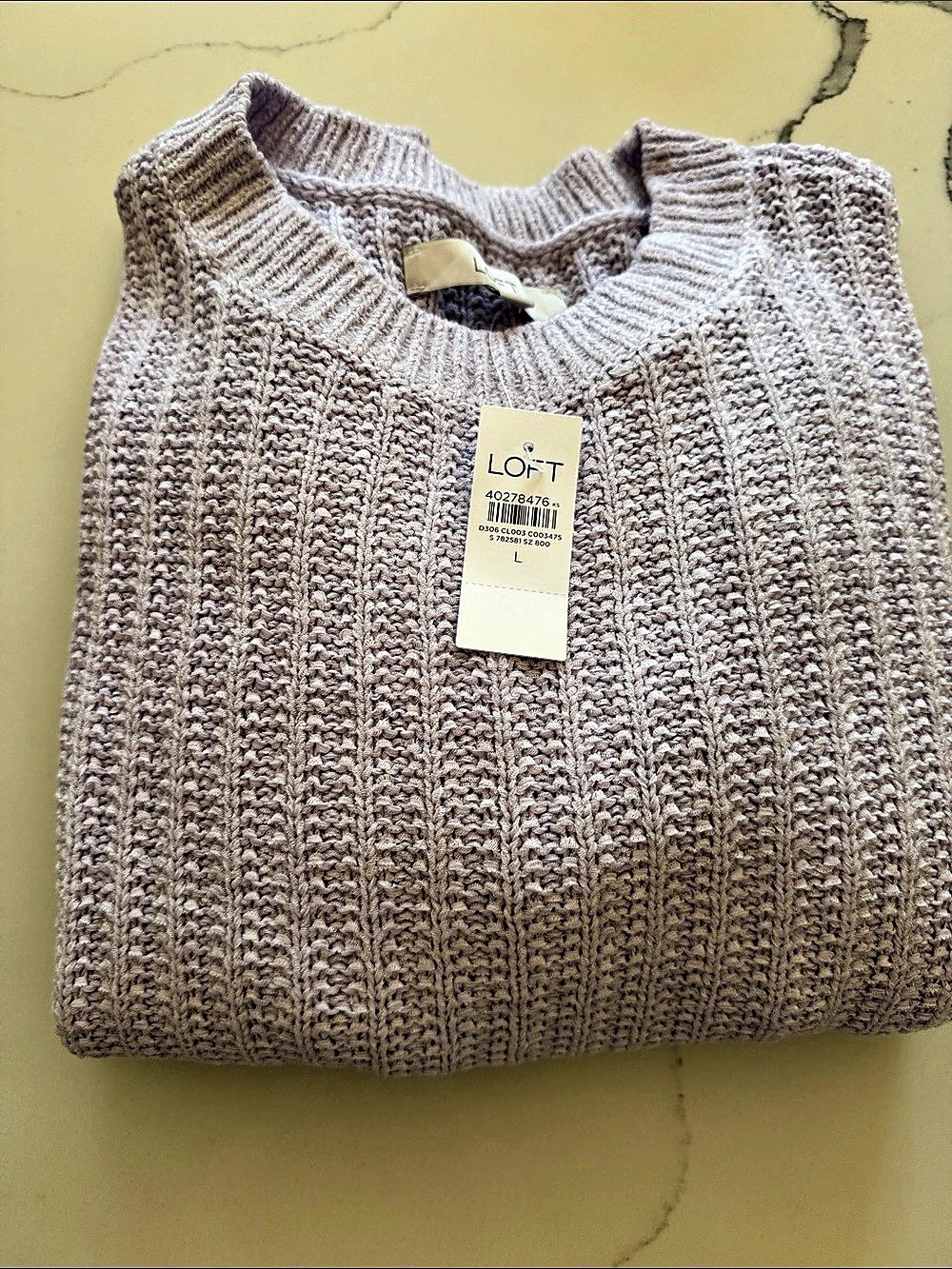 LOFT Textured Knit Crewneck Sweater Purple Large NWT